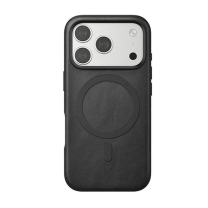 iPhone 17 Pro Max Leather Magsafe Case Premium Luxurious Leather with Metal Magnetic Magsafe Ring - Black
