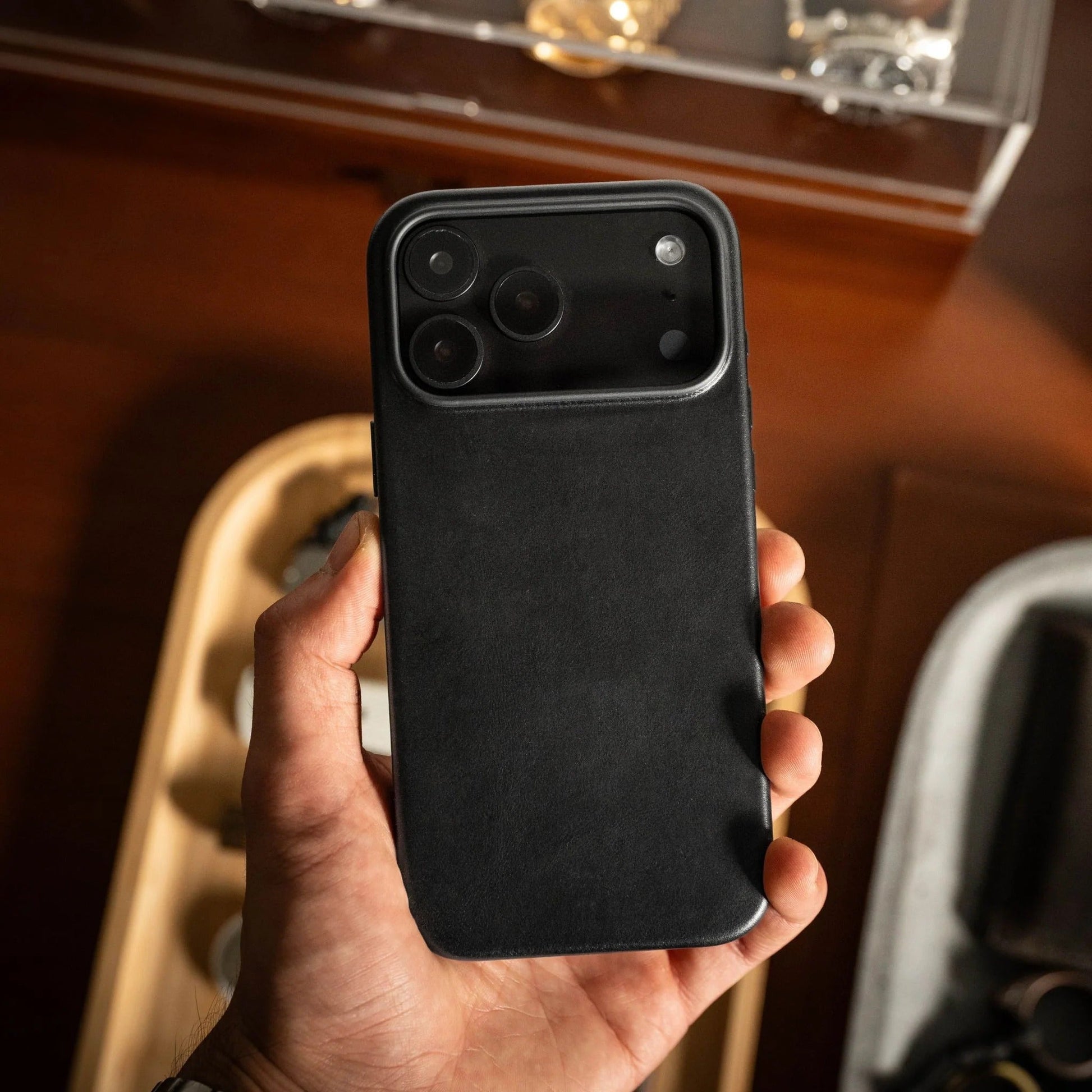 iPhone 17 Pro Max Leather Cover, Genuine Kzdoo Noble Collection Series Leather Case - Black