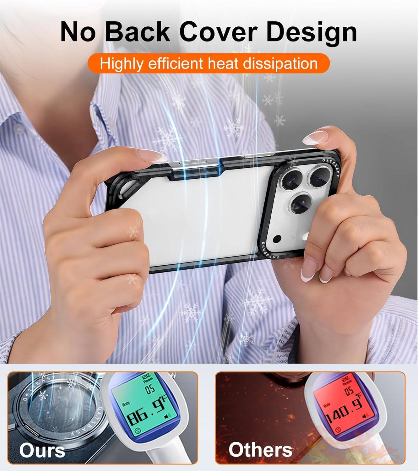 iPhone 17 Pro Max Metal Bumper Case, Metallic Frame Corner Airbag Heat Dissipation Case - Black