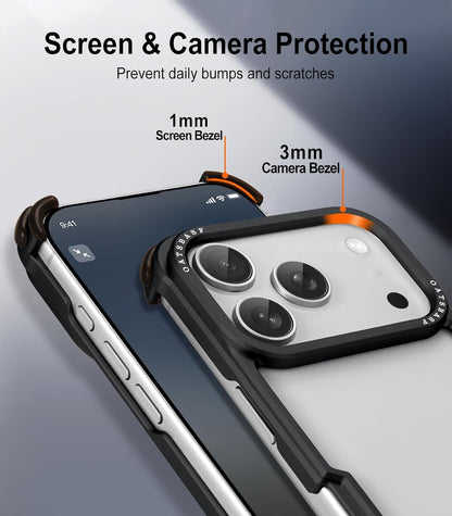 iPhone 17 Pro Max Metal Bumper Case, Metallic Frame Corner Airbag Heat Dissipation Case - Titanium