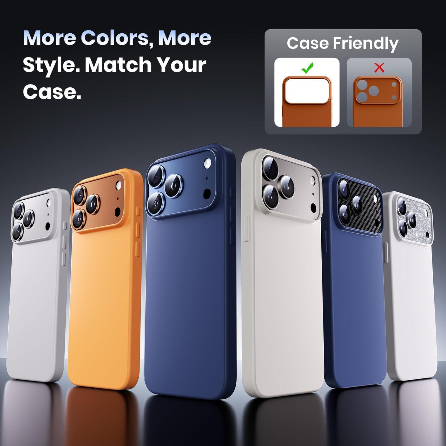 iPhone 17 Pro Max Metal Camera Lens Protector Alloy Metal Camera Cover - Orange/Silver
