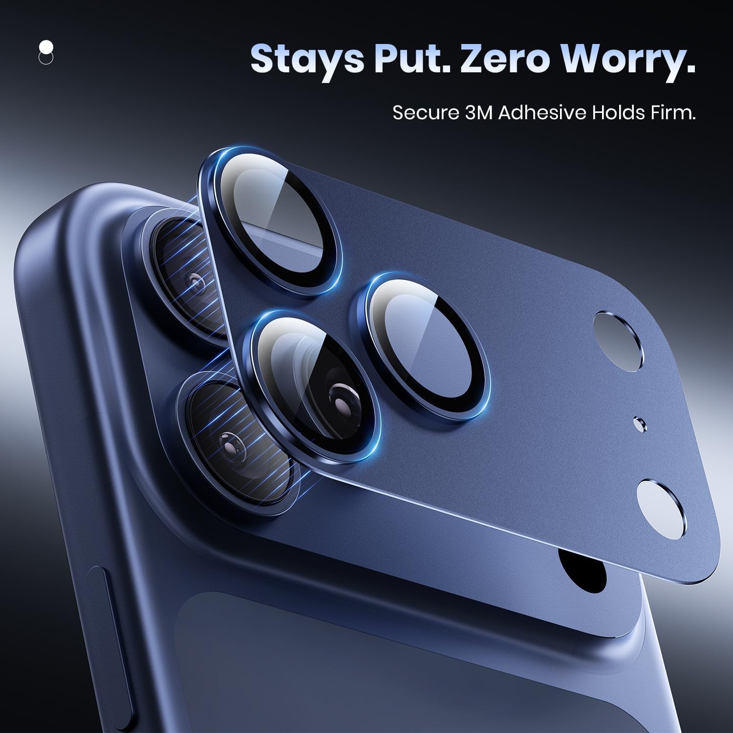 iPhone 17 Pro Max Metal Camera Lens Protector Alloy Metal Camera Cover - Blue/Black