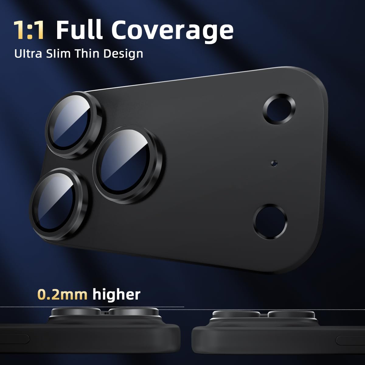 iPhone 17 Pro Max Metal Camera Lens Protector Alloy Metal Camera Cover - Blue/Black