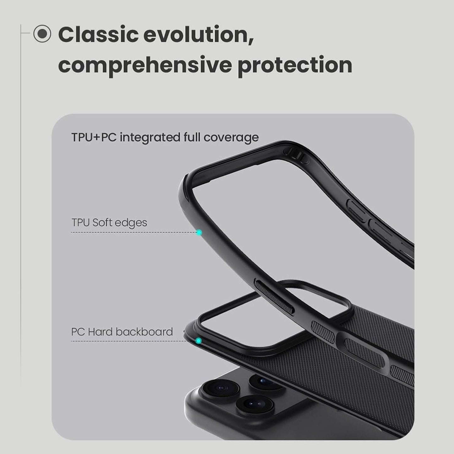 iPhone 17 Pro Max Nillkin Case, Super Frosted Shield Pro Shock Absorb Cover Raised Bezel - Black