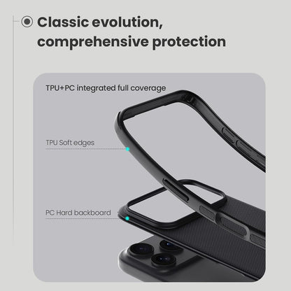 iPhone 17 Pro Max Nillkin Case, Super Frosted Shield Pro Shock Absorb Cover Raised Bezel - Black