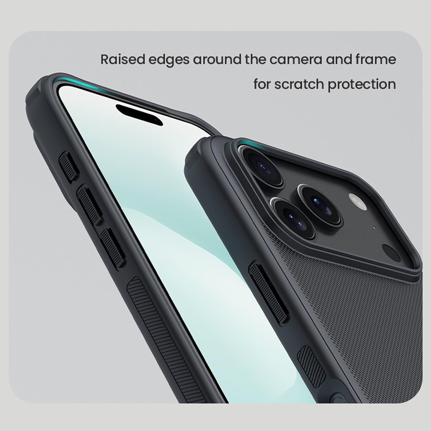 iPhone 17 Pro Max Nillkin Case, Super Frosted Shield Pro Shock Absorb Cover Raised Bezel - Black