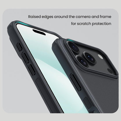 iPhone 17 Pro Max Nillkin Case, Super Frosted Shield Pro Shock Absorb Cover Raised Bezel - Black