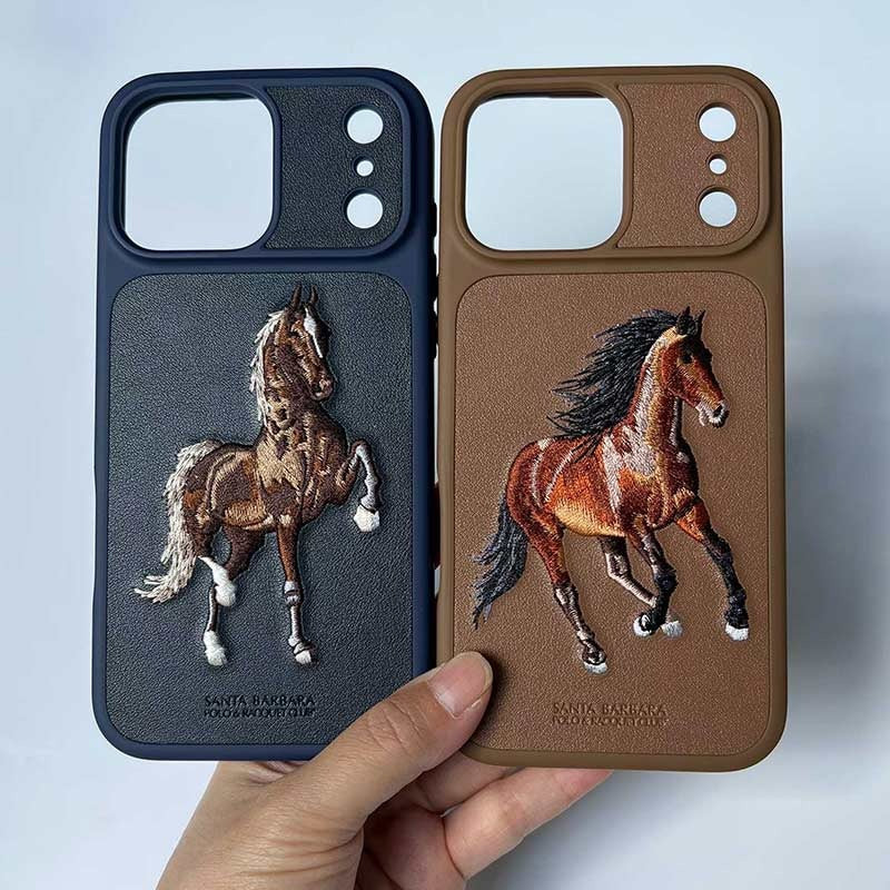 iPhone 17 Pro Max Genuine Leather Original Santa Barbara Polo Club Boris Series Back Cover - Brown