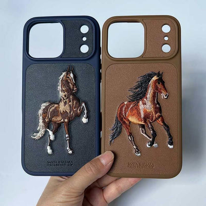 iPhone 17 Pro Max Genuine Leather Original Santa Barbara Polo Club Boris Series Back Cover - Brown