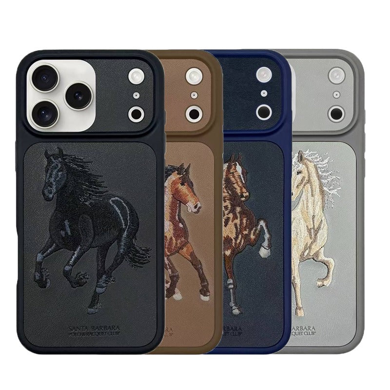 iPhone 17 Pro Max Genuine Leather Original Santa Barbara Polo Club Boris Series Back Cover - Brown