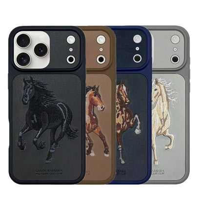 iPhone 17 Pro Max Genuine Leather Original Santa Barbara Polo Club Boris Series Back Cover - Brown