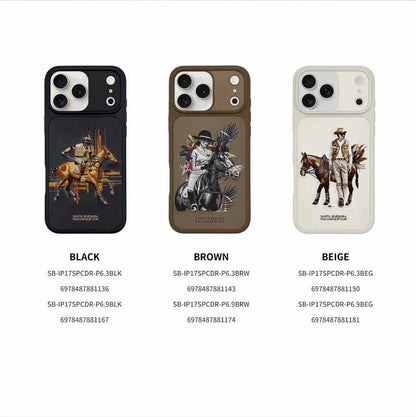 iPhone 17 Pro Max Genuine Leather Original Santa Barbara Polo Club Cedric Series Back Cover - Beige