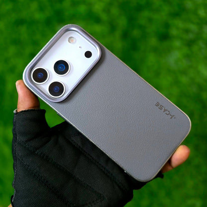 iPhone 17 Pro Max Leather Cover, J-Series Genuine Leather Case - Grey