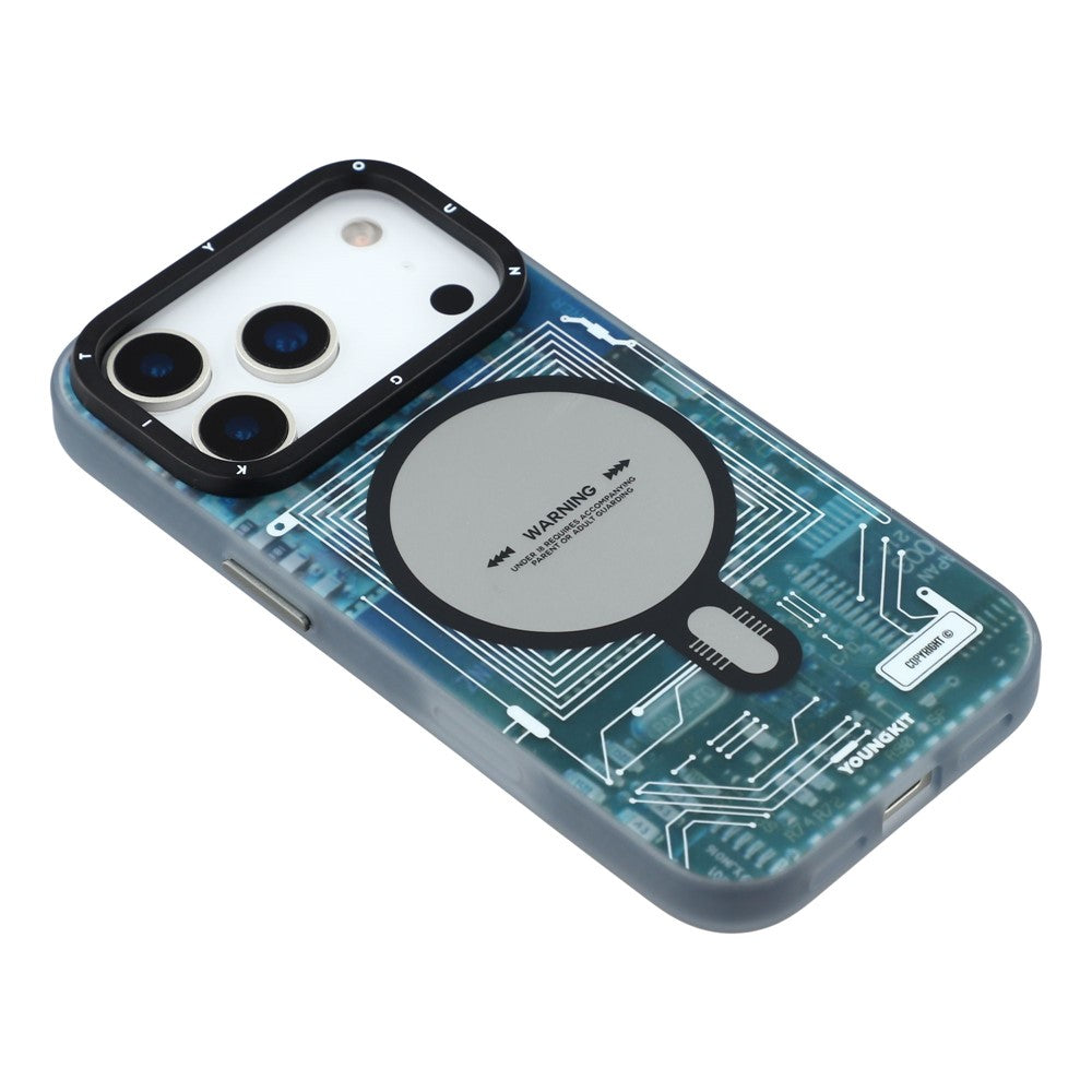 iPhone 17 Pro Max YOUNGKIT Case, Technology Series Matte Finish Cover with Magsafe - Blue
