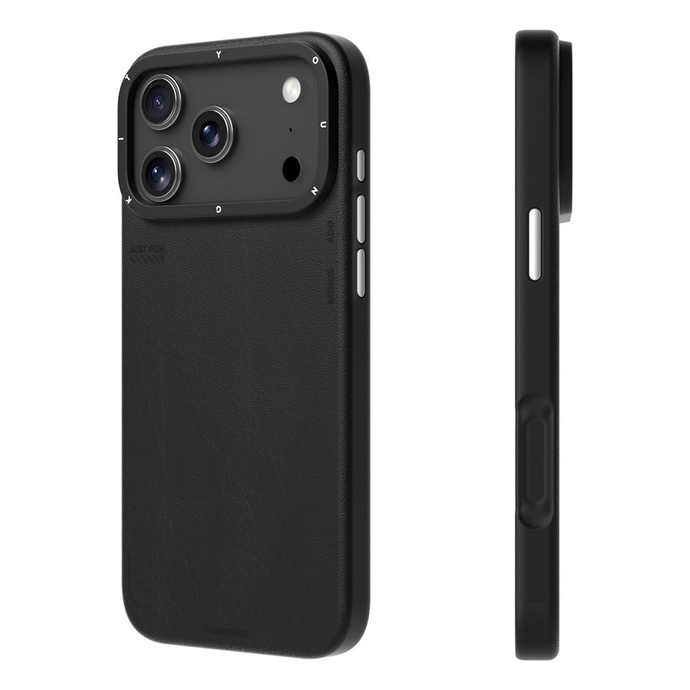 iPhone 17 Pro Max Leather Case, YOUNGKIT Matte Finish Leather Cover with Magsafe - Black