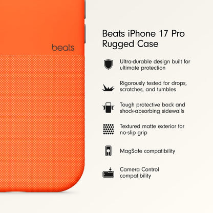 iPhone 17 Pro Max beats Case, Matte Texture with Microfibre Lining with Magsafe & Camera Control Button - Sierra Orange