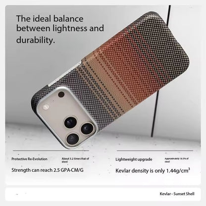 iPhone 17 Pro Max 0.4mm Ultra-Thin Real Aramid Carbon Fiber Case with Magsafe - Sunset