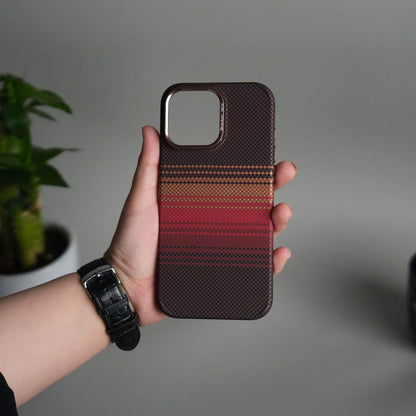 iPhone 15 Series Carbon Fiber Texture Design Hard Pc MagSafe Case Cover Orangered