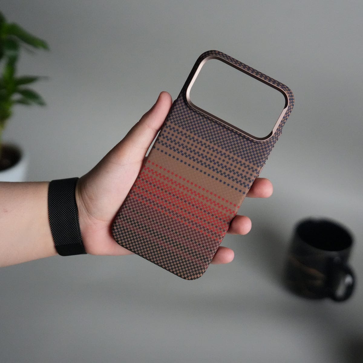 iPhone 17 Pro Max Carbon Fiber Texture Design Hard Pc MagSafe Case Cover RedOrange