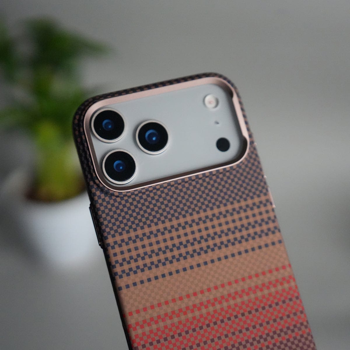 iPhone 17 Pro Max Carbon Fiber Texture Design Hard Pc MagSafe Case Cover RedOrange