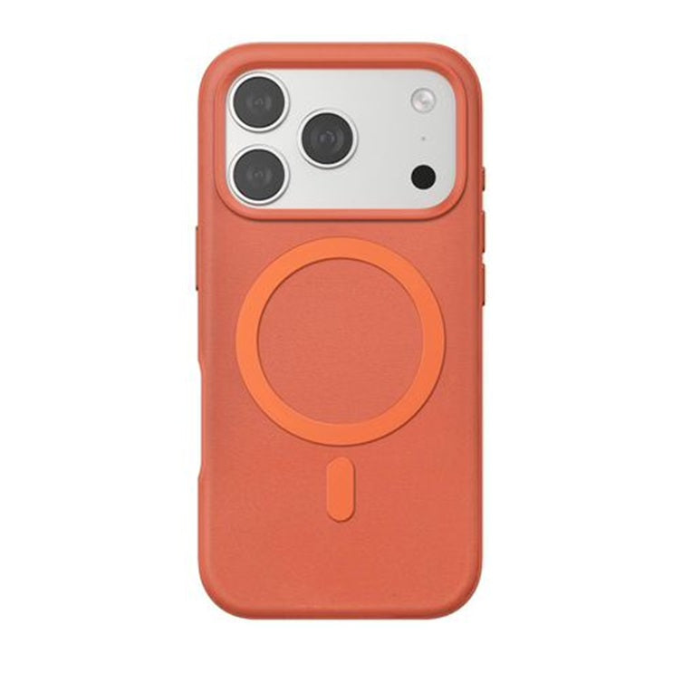 iPhone 17 Pro Max Leather Magsafe Case Premium Luxurious Leather with Metal Magnetic Magsafe Ring - Orange