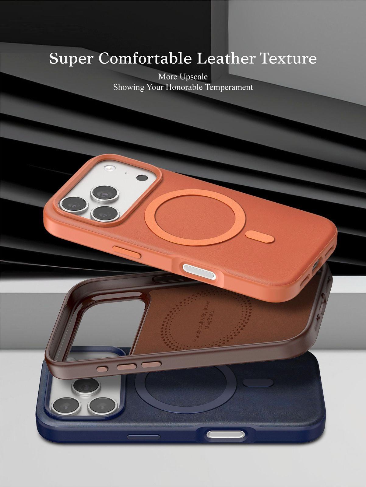 iPhone 17 Pro Max Leather Magsafe Case Premium Luxurious Leather with Metal Magnetic Magsafe Ring - Brown