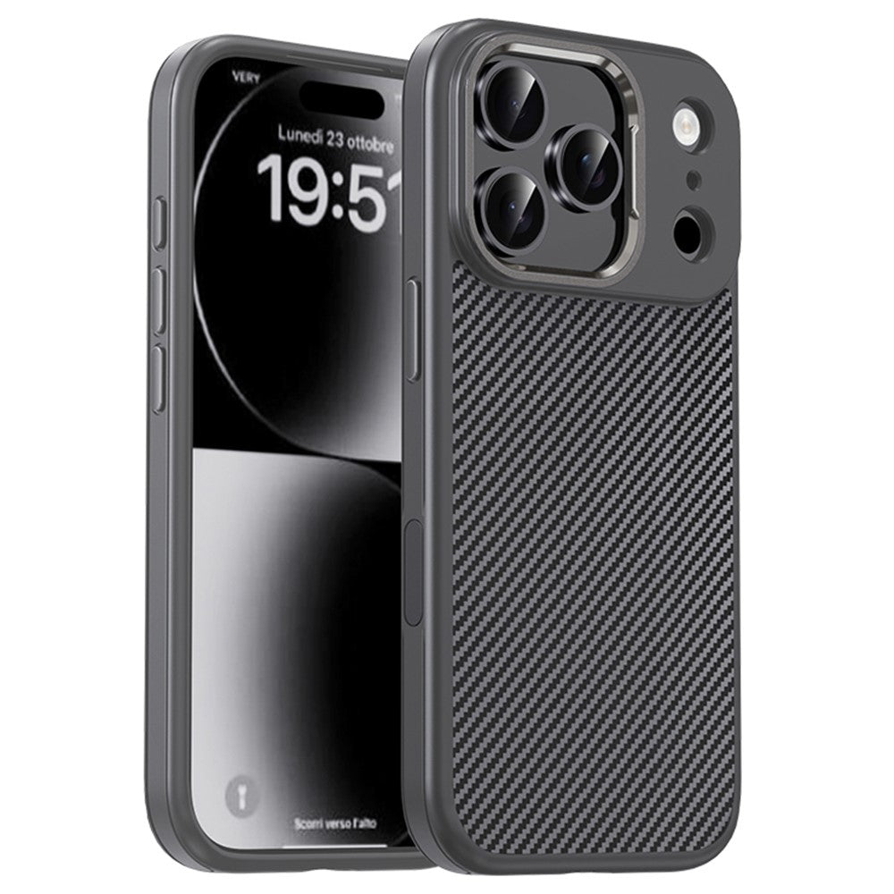 iPhone 17 Pro Max Soft Carbon Texture Case with Camera Control Button and Magsafe - Grey