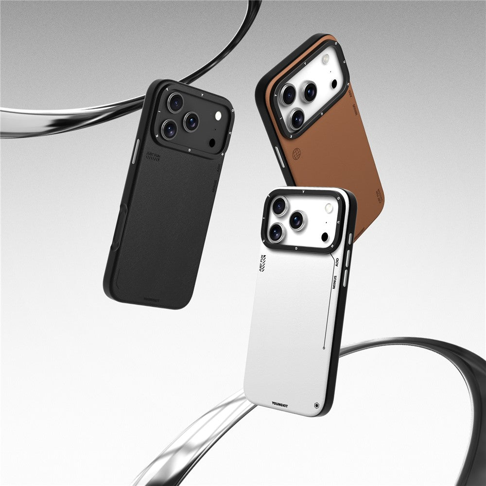 iPhone 17 Pro Max Leather Case, YOUNGKIT Matte Finish Leather Cover with Magsafe - Black