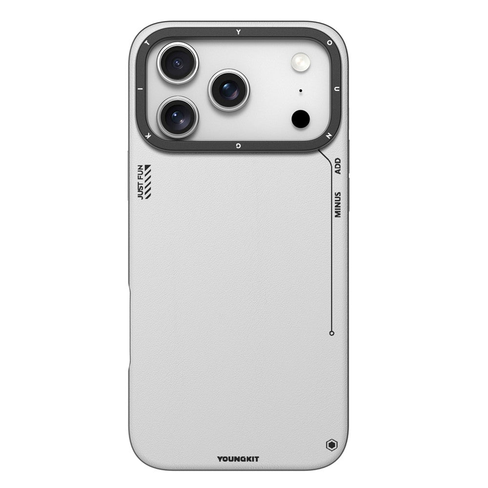 iPhone 17 Pro Max Leather Case, YOUNGKIT Matte Finish Leather Cover with Magsafe - Grey