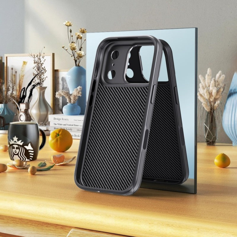 iPhone 17 Pro Max Soft Carbon Texture Case with Camera Control Button and Magsafe - Black
