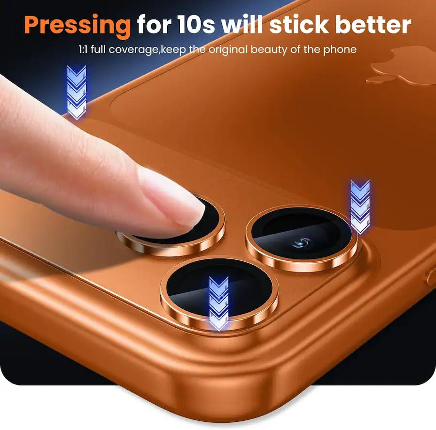iPhone 17 Pro Max Metal Camera Lens Protector Alloy Metal Camera Cover - Orange/Silver