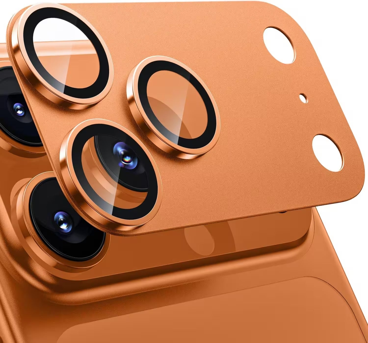 iPhone 17 Pro Max Metal Camera Lens Protector Alloy Metal Camera Cover - Orange/Silver
