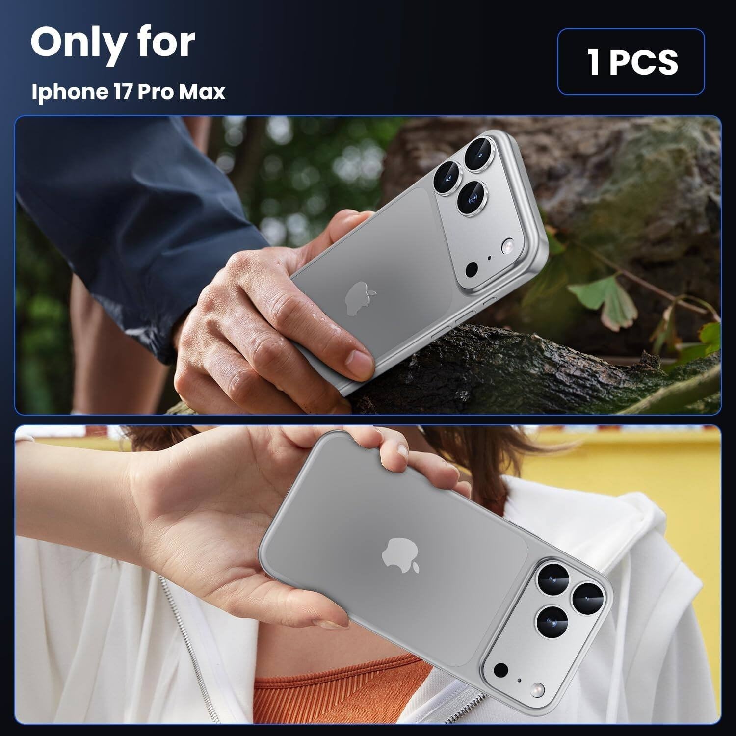 iPhone 17 Pro Max Metal Camera Lens Protector Alloy Metal Camera Cover - Orange/Silver