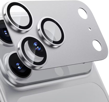 iPhone 17 Pro Max Metal Camera Lens Protector Alloy Metal Camera Cover - Orange/Silver