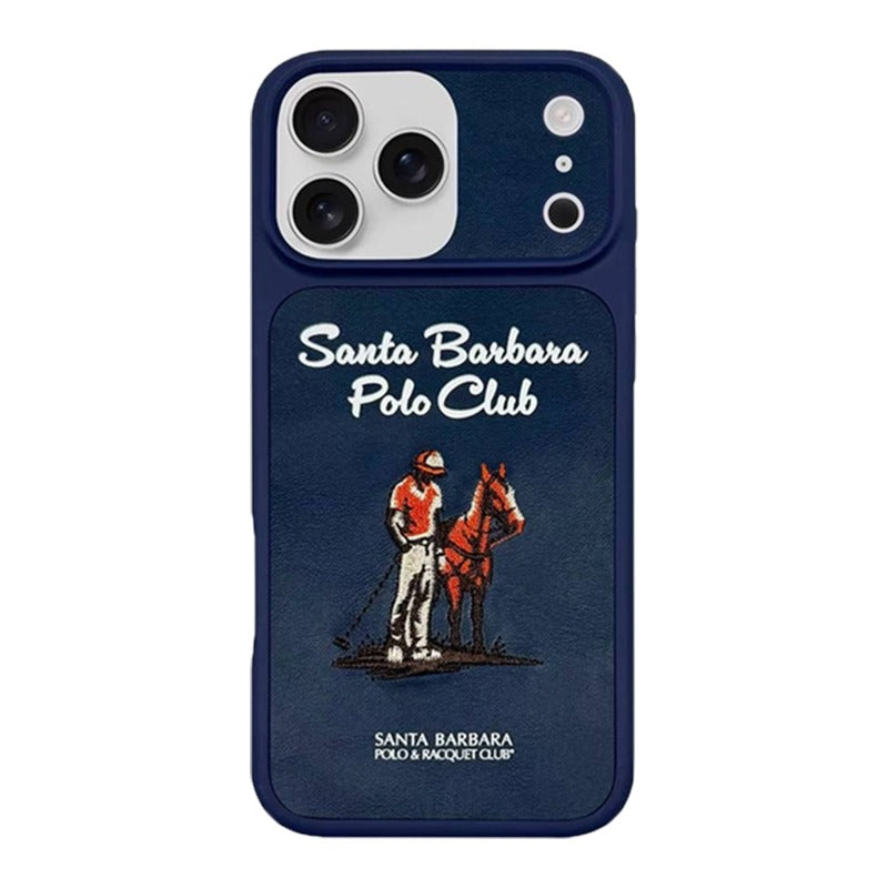 iPhone 17 Pro Max Genuine Leather Original Santa Barbara Polo Club Questa Series Case with Magsafe - Navy Blue