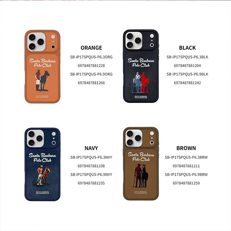 iPhone 17 Pro Max Genuine Leather Original Santa Barbara Polo Club Questa Series Case with Magsafe - Navy Blue