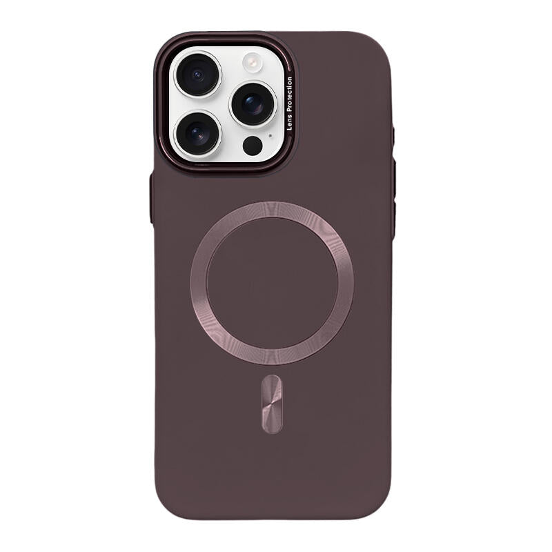 Lens Protection Matte MagSafe Phone Case - Brown Red