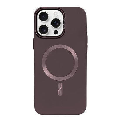 Lens Protection Matte MagSafe Phone Case - Brown Red