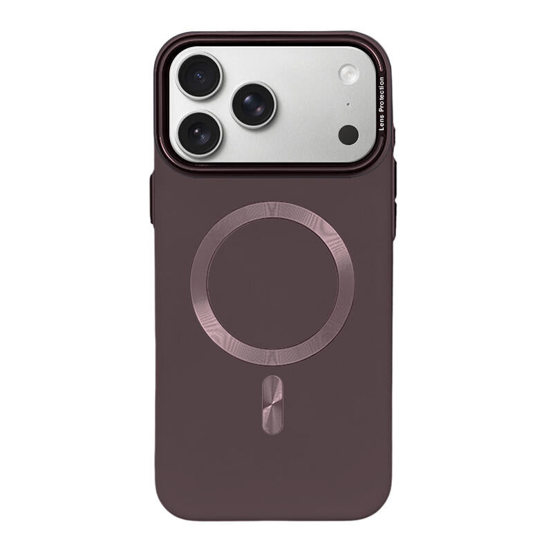 Lens Protection Matte MagSafe Phone Case - Brown Red
