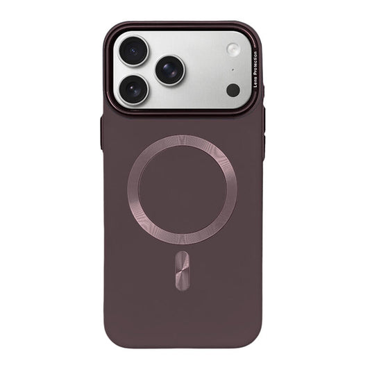 Lens Protection Matte MagSafe Phone Case - Brown Red