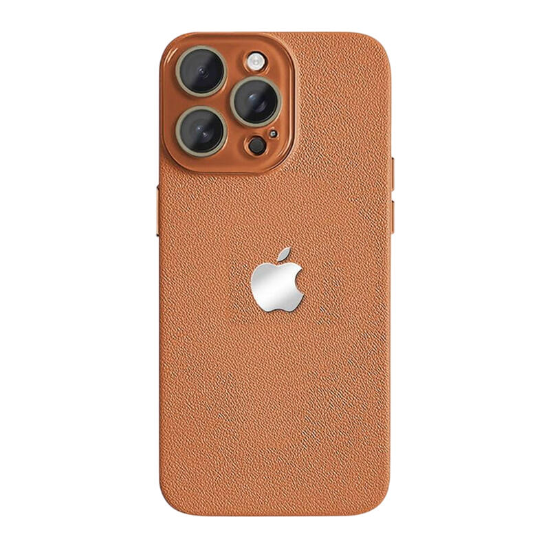 Lychee Texture Leather Phone Case - Brown