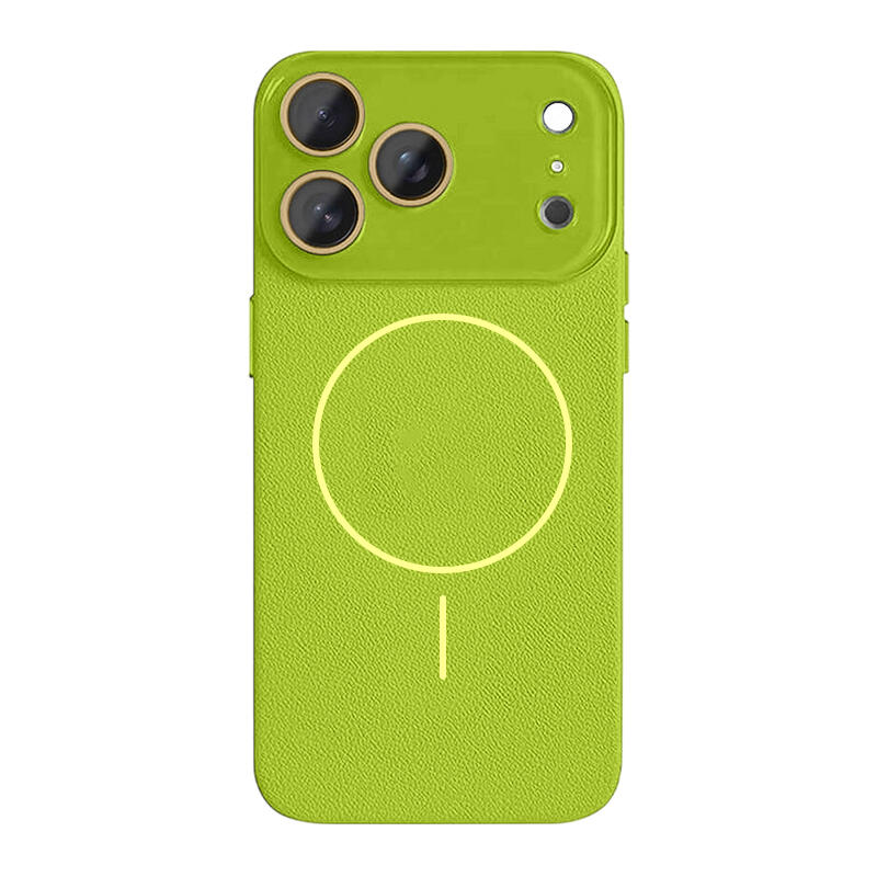 Lychee Texture Leather MagSafe Phone Case - Green