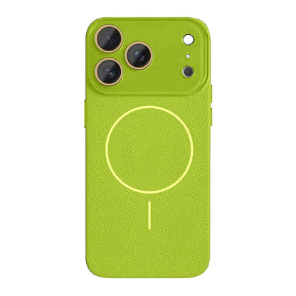 Lychee Texture Leather MagSafe Phone Case - Green