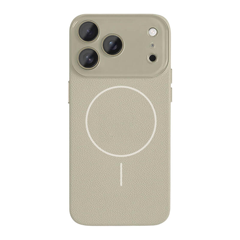 Lychee Texture Leather MagSafe Phone Case - Gray