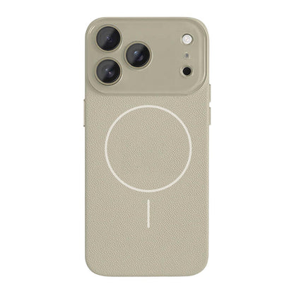 Lychee Texture Leather MagSafe Phone Case - Gray