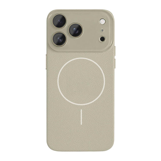Lychee Texture Leather MagSafe Phone Case - Gray