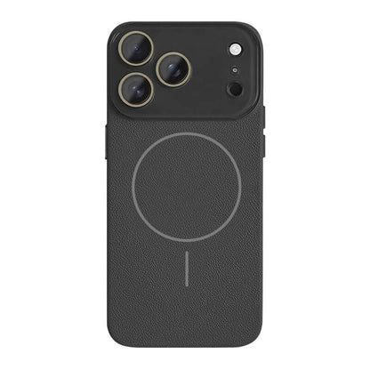 Lychee Texture Leather MagSafe Phone Case - Black