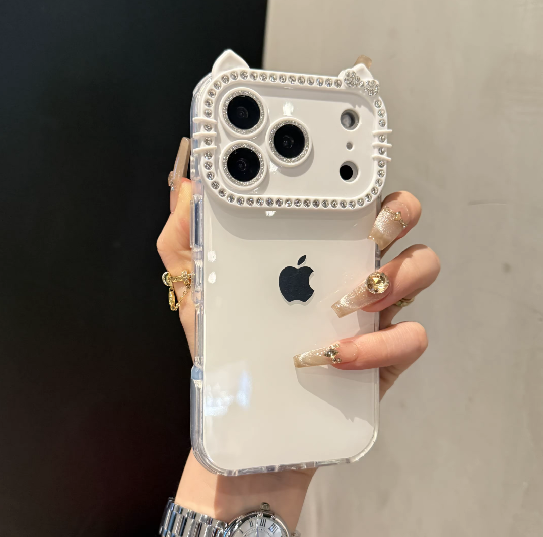 Kitty Rhinestone iPhone Case - Full Protection