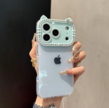 Kitty Rhinestone iPhone Case - Full Protection