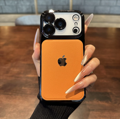 Electroplated Patchwork Leather Texture Phone Case